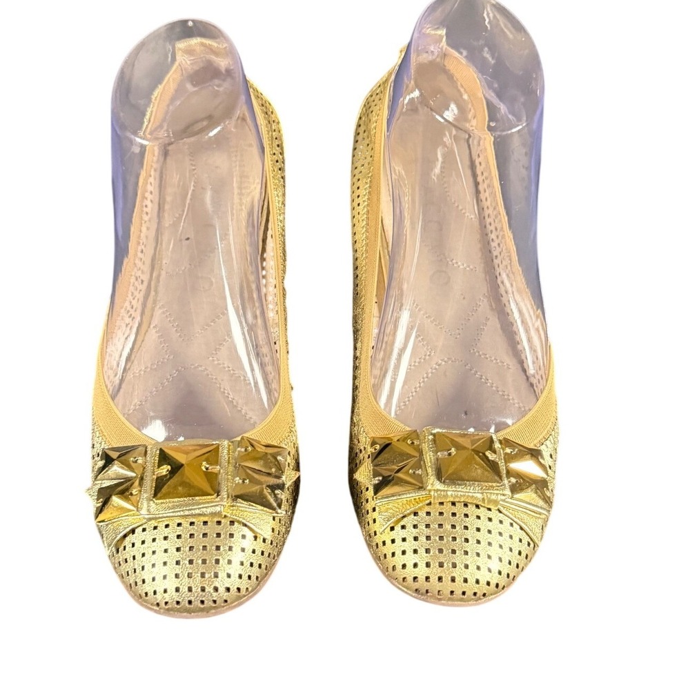 Staccato Gold Perforated Studded Ballet kitten heel Women‎ Size 39